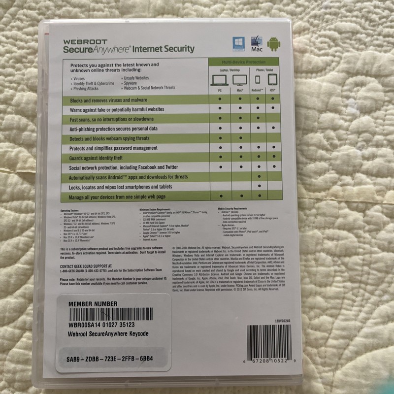 Webroot SecureAnywhere Internet Security 3 Devices 1 Year PC Mac Android New gallery