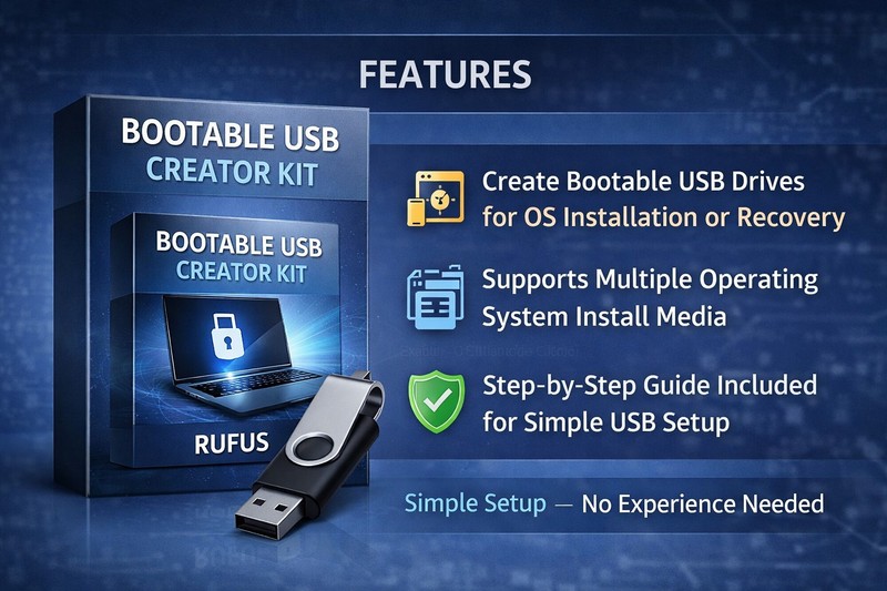 Bootable USB Creator Kit w/ Guide | Create Install & Recovery Media Tool gallery