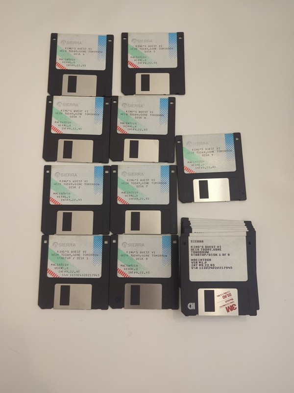 Kings Quest V Mac 3.5" 256 Color Ver 1.0 Macintosh Floppys 1 - 9 & Backups Works