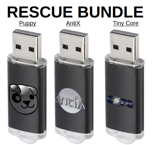 Linux Rescue Bundle Puppy AntiX Tiny Core Bootable Aussie Fast USB Flash Drives