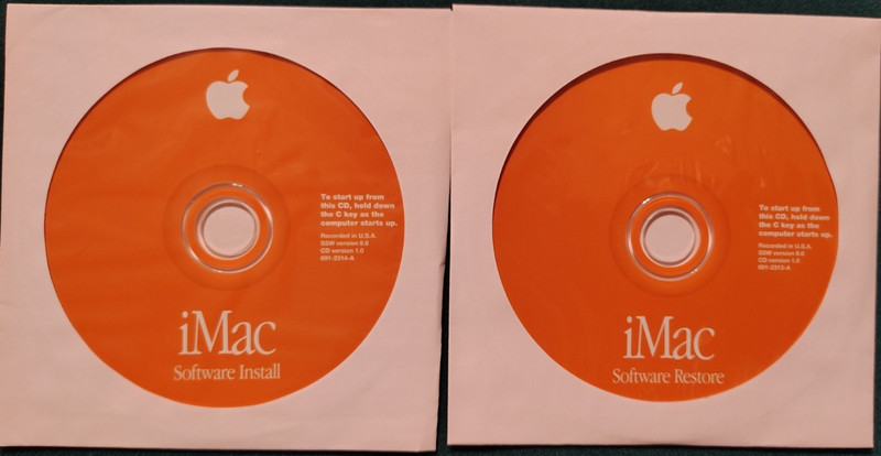 Apple Macintosh Imac Install and Restore CDs OS 8.6 • 1999 • 2 Disks • excellent