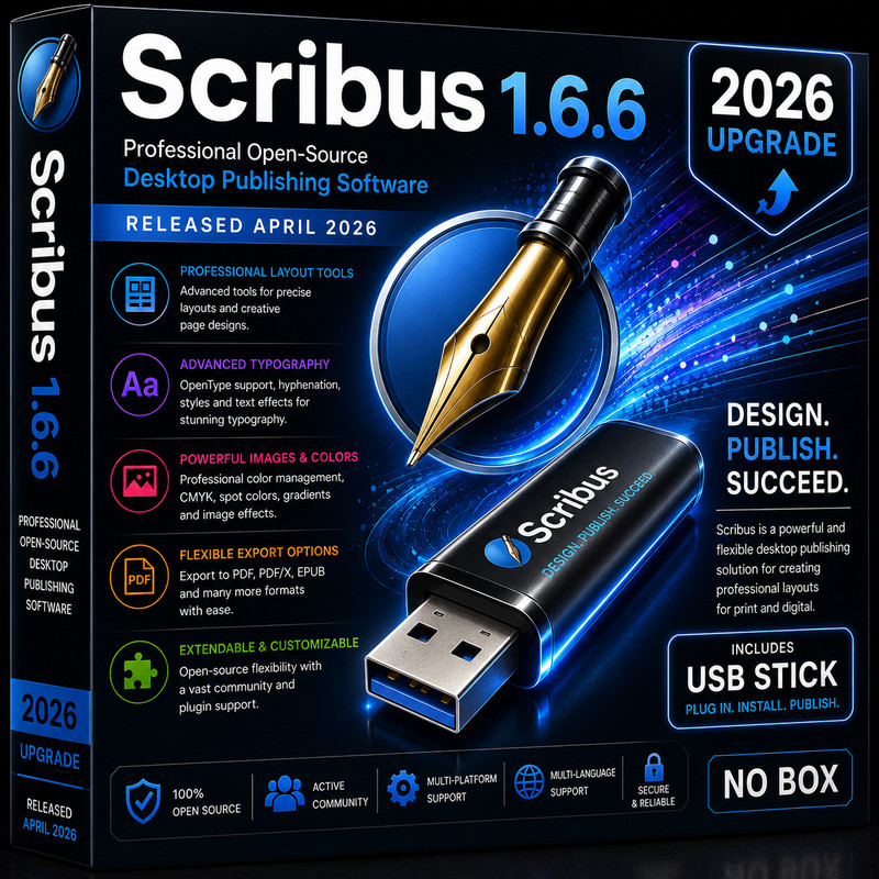 SCRIBUS 2026 PROFESSIONAL DESKTOP PUBLISHING SUITE v1.6.6 Software ~ Windows