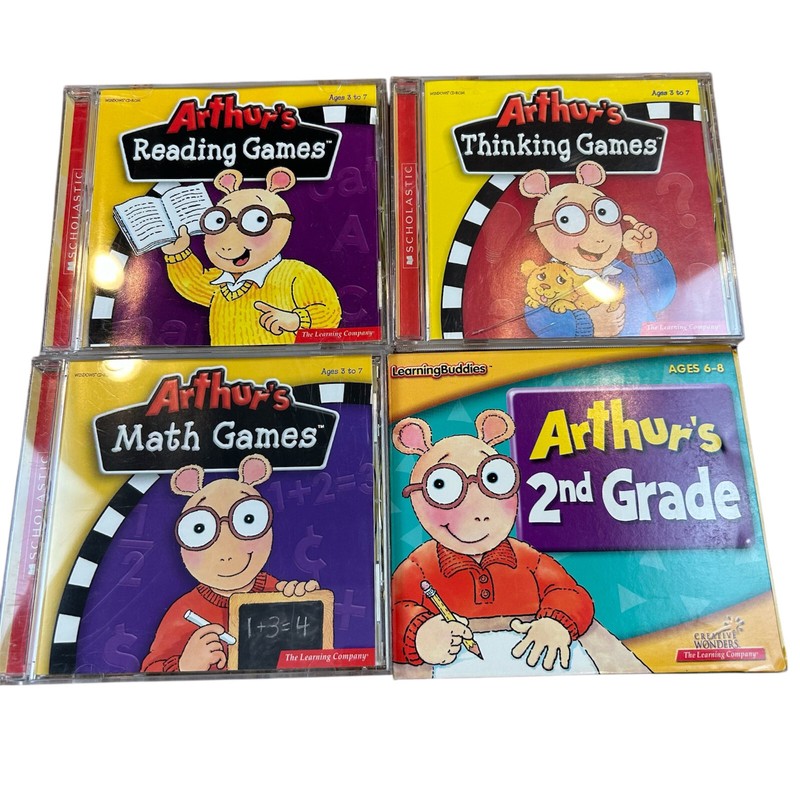 Arthur’s Thinking Games Math Reading + 2nd Grade CD-ROMs Learning Co. Aardvark