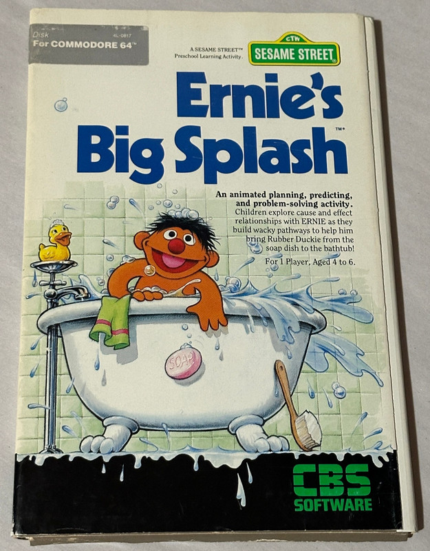 Sesame Street Ernie’s Big Splash Commodore 64 CBS Software RARE Complete