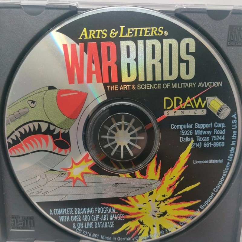 Vintage1994 Arts And Letters War Birds Draw Series CD ROM 400 Clip-Art Images