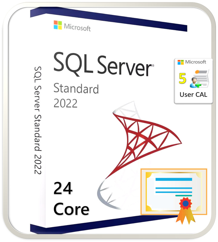 Microsoft SQL Server 2022 Standard Edition – 24 Core License – DVD