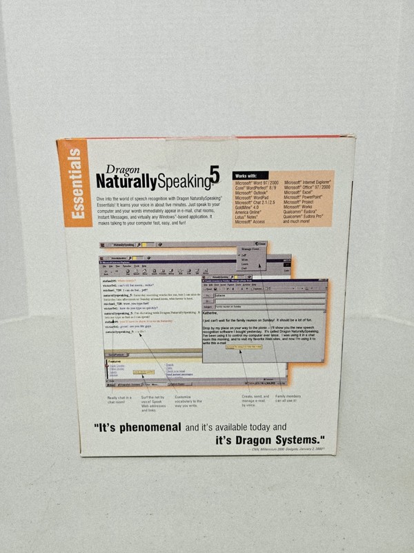 Dragon Naturally Speaking 5 Essentials w/Microphone Headset NEW, OPEN BOX gallery