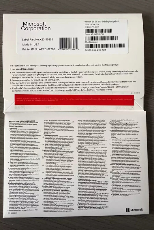 Microsoft Windows Server 2025 Standard 64Bit 16 Core-50 CALs DVD With Key New gallery