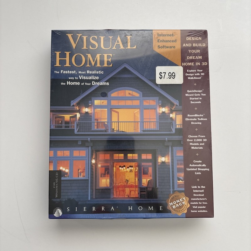 Visual Home by Sierra Home – Vintage 1998 Windows 95 CD-ROM PC 486 New & Sealed