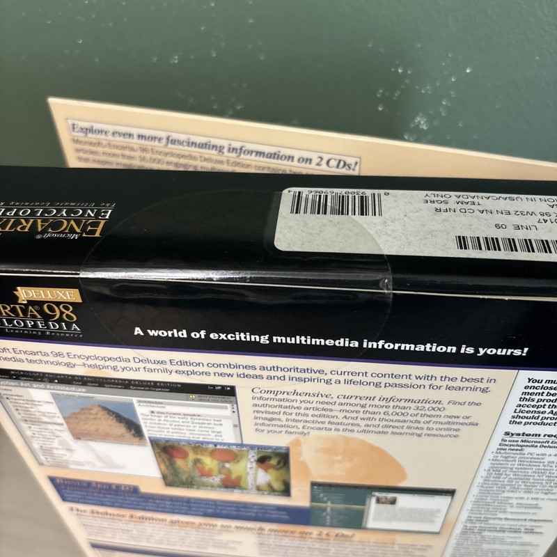 Microsoft Encarta 98 Encyclopedia Deluxe Edition PC Windows CD-ROM Sealed gallery