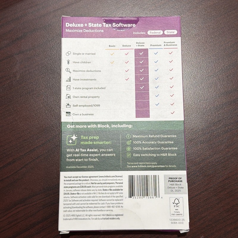 H&R Block Tax Software Deluxe +State 2025 Key Card Read Listing Digital Item gallery