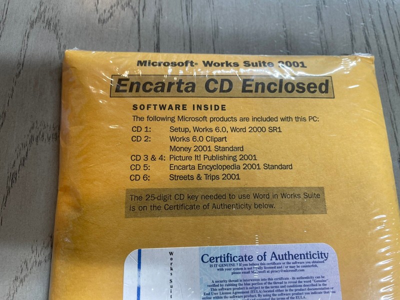 New & Sealed: Microsoft Works Suite 2001 w/ Word, ClipArt, Money, Encarta. 6 CDs gallery