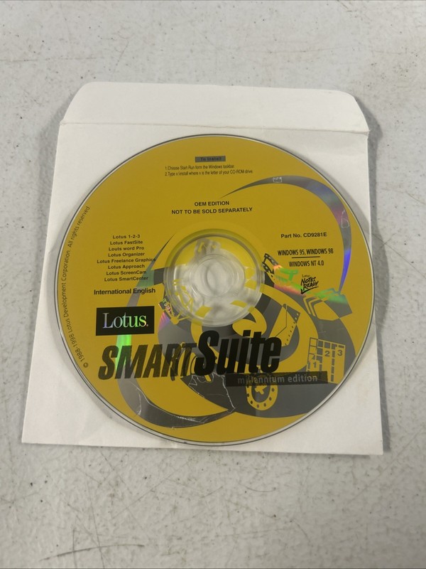 IBM Lotus SmartSuite Millennium Edition Windows 95/98/NT 4.0 CD-ROM DISC ONLY