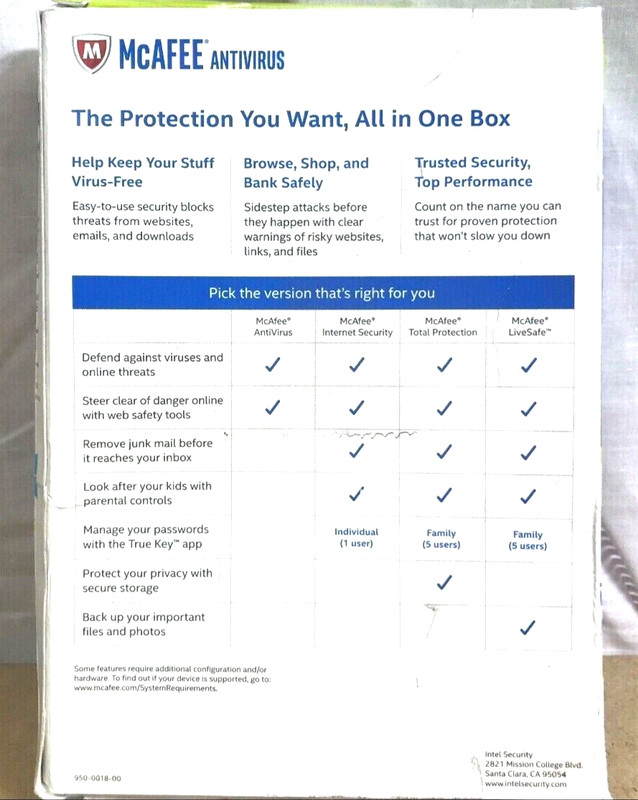 McAfee AntiVirus PC 2017 MAB17EAM1RAA 1 PC License ✅ ❤️️ ✅ ❤️️ NEW gallery