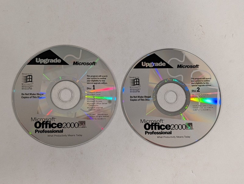 Microsoft Office 2000 Professional Upgrade For Windows | 2 Discs | Discs Only