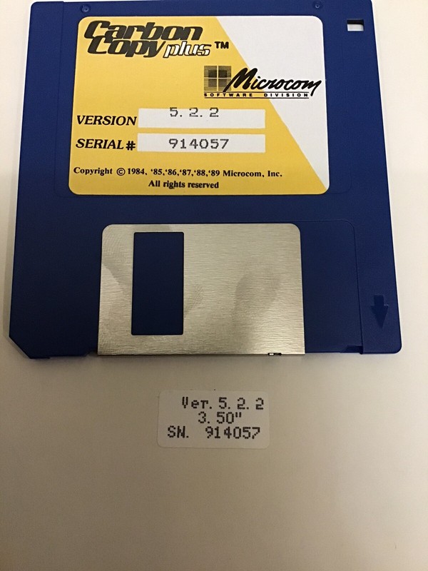Microcom Carbon Copy plus 3.5" & 5.25 floppy Vtg 1989 Version 5.2.2 gallery