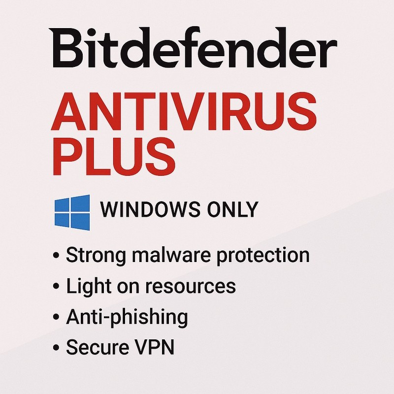 Bitdefender Antivirus Plus 2026 – 2 Years 10 WINDOWS Devices + Daily VPN