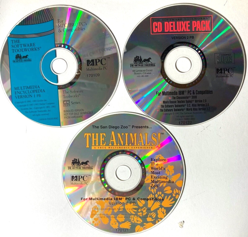 3-Software Toolworks CDS, Multimedia Encyclopedia Version 1, Deluxe Pack V 2, +