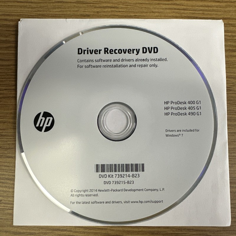 New HP Driver Recovery DVD Windows 8.1 ProDesk 400/405/490 G1 739214-B23