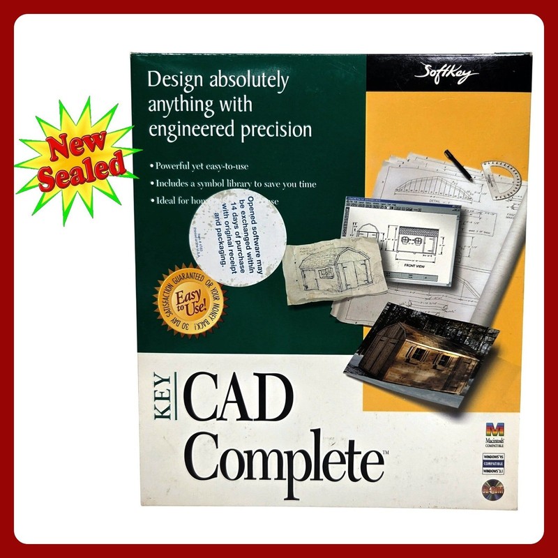 SoftKey Key CAD Complete PC Mac Software CD-ROM Vintage Sealed NWT 0-7630-1281-5
