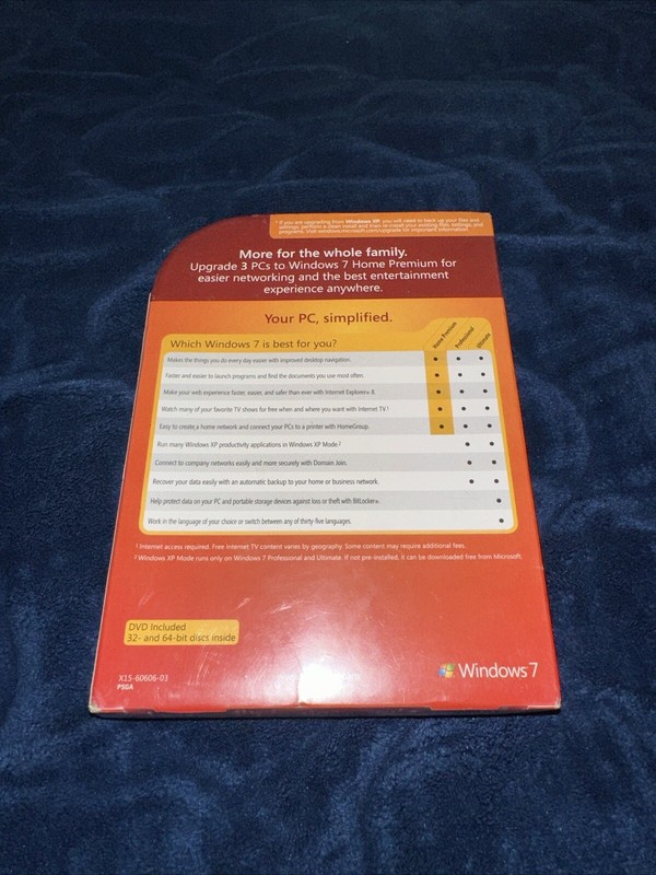 Microsoft Windows 7 Home Premium Upgrade Family Pack 3 PCs 32 & 64 Bit DVD NEW gallery