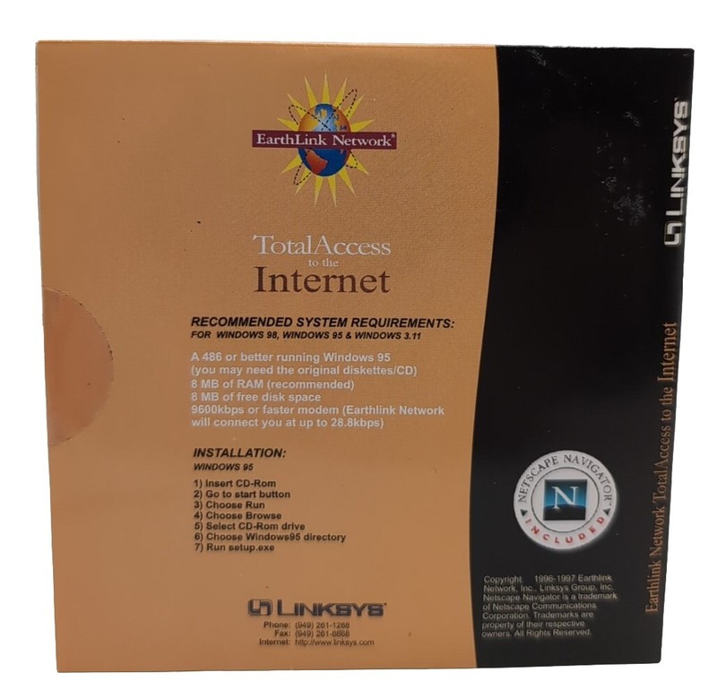 Linksys {1997} "EARTHLINK NETWORK" (TOTAL ACCESS TO THE INTERNET) Disc New gallery