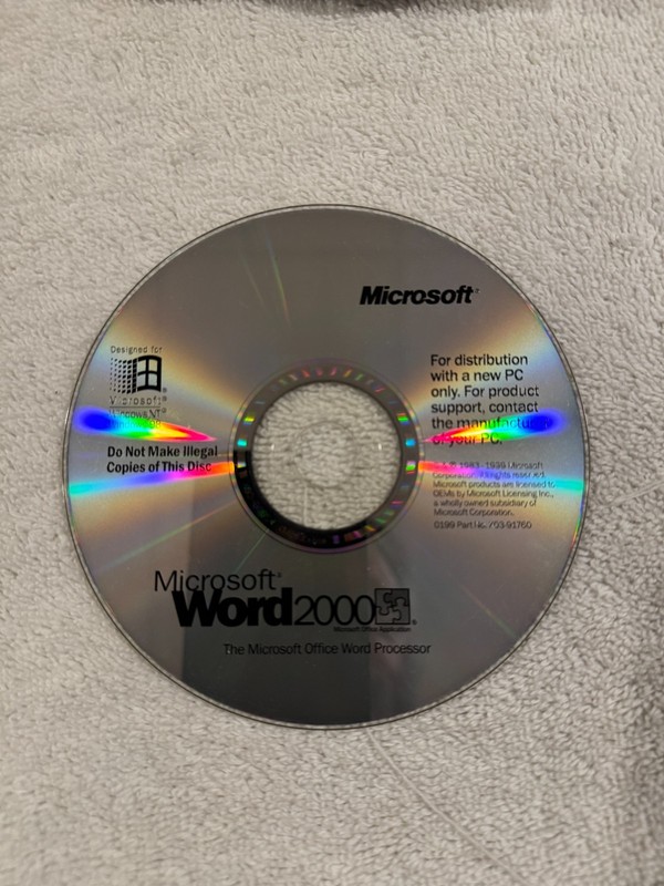 Microsoft Word 2000 – CD Only – NO SERIAL #!!!!