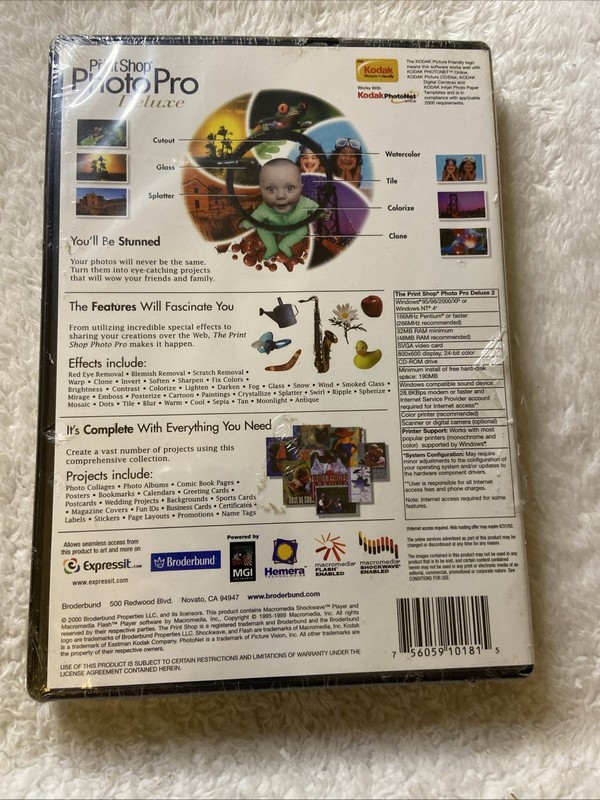 Print Shop Photo Pro Deluxe PC CDROM 2000 Digital Imaging Ver. 2 NIP Sealed New gallery