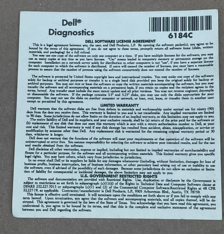 Dell English Diagnostics Version 3.98A P/N 8184C Rev A00 gallery