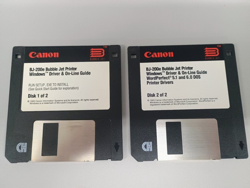 Canon BJ-200e Bubble Jet Printer Driver Floppy Disks Windows DOS Lot of 2