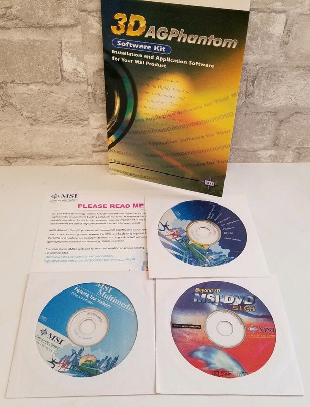 MSI 3D AGPhantom Users Manual Software Kit Disc Installation Drivers Application