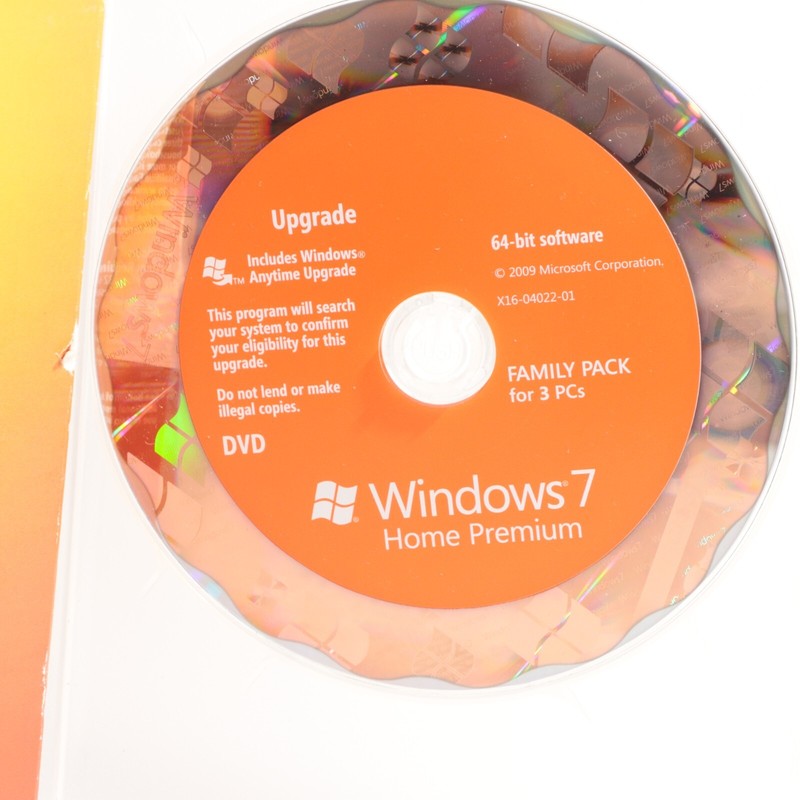 Microsoft Windows 7 Home Premium Upgrade Family Pack For 3 PCs 32 & 64 Bit DVDs gallery