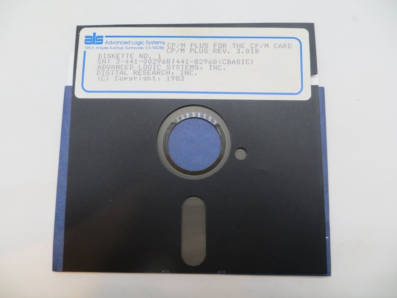 CP/M PLUS REV. 3.01B 5.25" Floppy Disk 1983 Advanced Logic Systems Inc. #4038 gallery