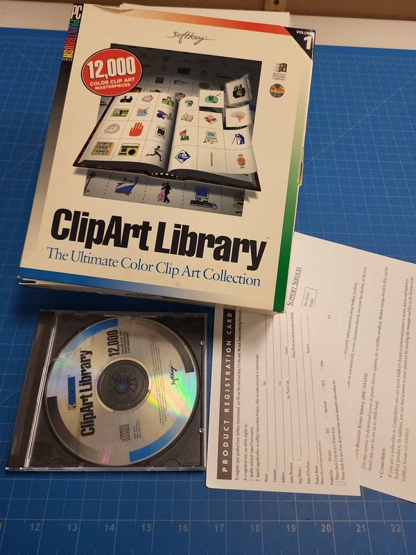 Softkey PC Paintbrush ClipArt Library Vol 1 12000 Color Art Vintage 1994 PC CD