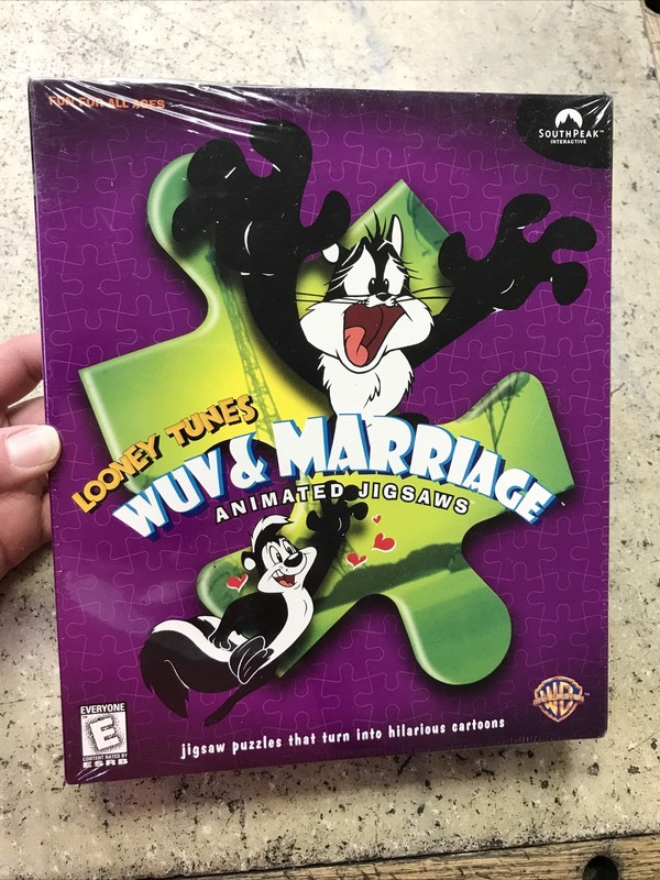 New Looney Tunes Animated Jigsaw Puzzles PC Game Vintage 1998 “Wuv & Marriage”