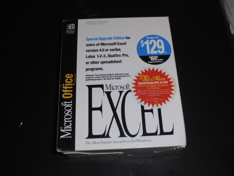 Microsoft Excel 5.0 (PC, 1994) Upgrade edition