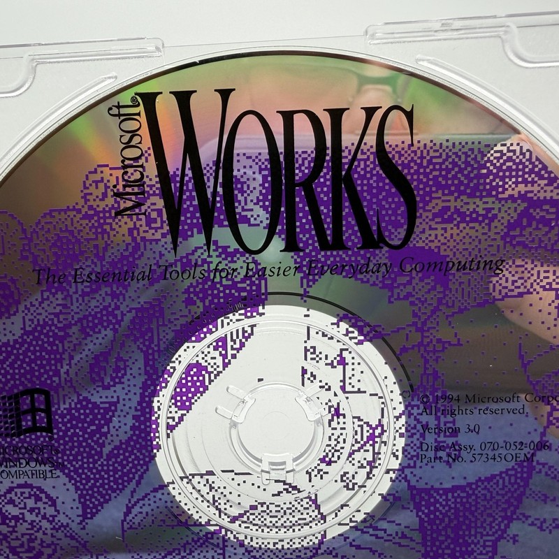 Vintage 1994 Microsoft Works Version 3.0 Software CD-ROM Windows OEM PC gallery