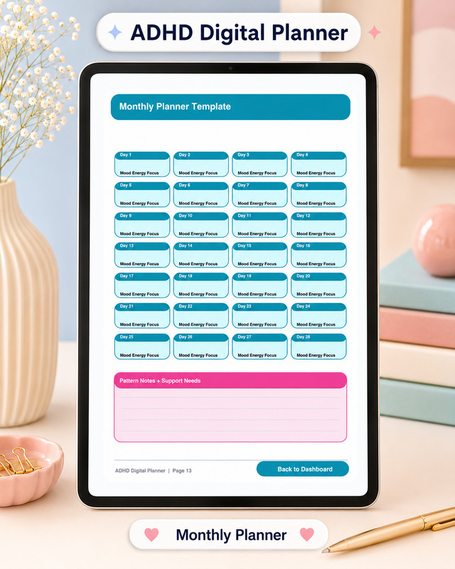 ADHD Digital Planner PDF GoodNotes iPad Planner Brain Dump Focus Habit Tracker gallery
