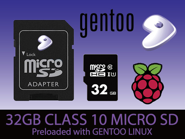 GENTOO for Raspberry Pi Preloaded Class 10 Micro SD