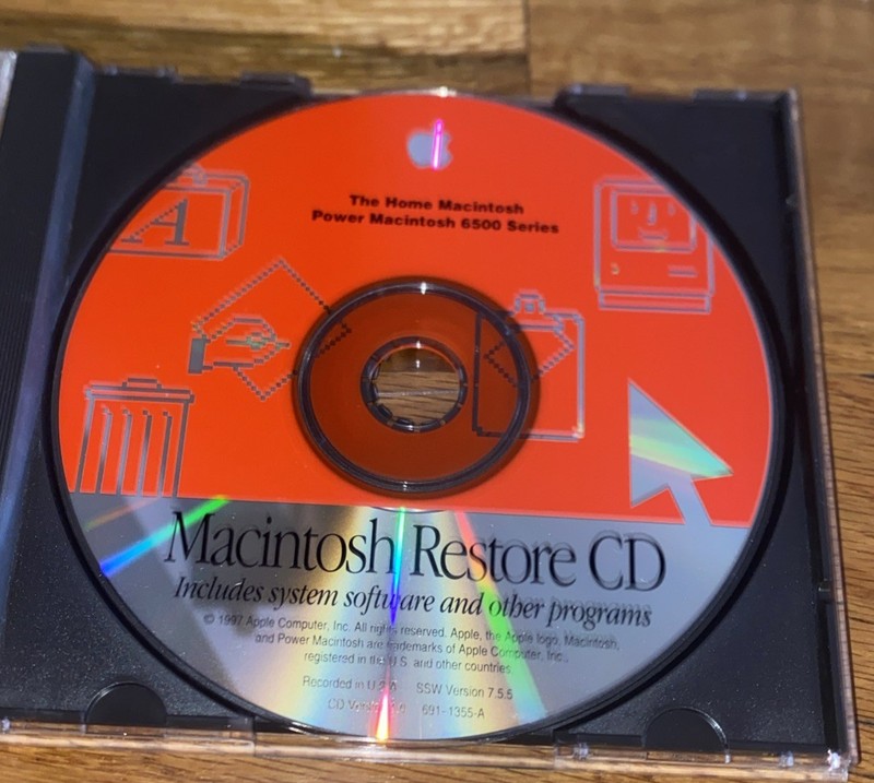 1997 Macintosh Restore CD Home Power Macintosh 6500 Series Disc Only