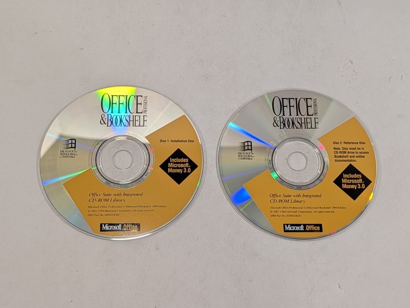Vintage Microsoft Office Professional & Bookshelf Software CDs | 1994 Discs Only