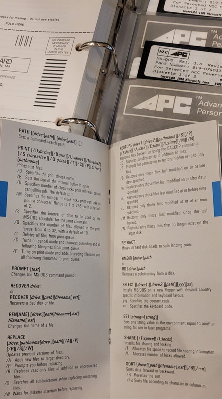 1988 MS-DOS 3.3 User Guide 1st Printing NEC Advanced Personal Comp Floppy Disks gallery
