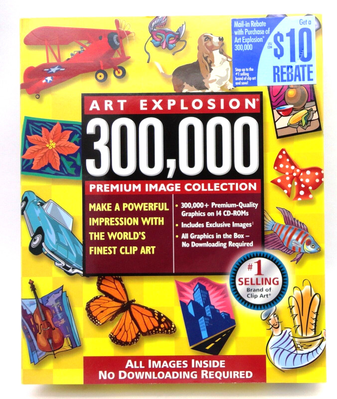 Art Explosion 300,000+ Premium Quality Graphics Library 14 CDs Windows XP/ME/98