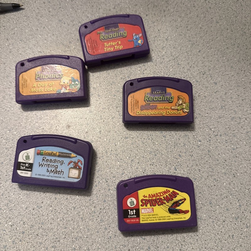 LEAP FROG LEAP START 5 Games Lot – Spider-man, Scooby Doo