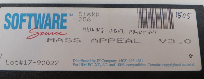5.25" Floppy Disk MASS APPEAL V3.0 Software Source IBM PC XT AT Computer vtg gallery