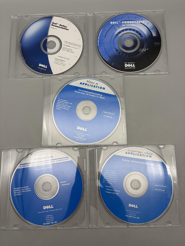 Vintage Dell Software CD Lot 5 PowerDVD Roxio PowerVault 1999-2003 Restore gallery