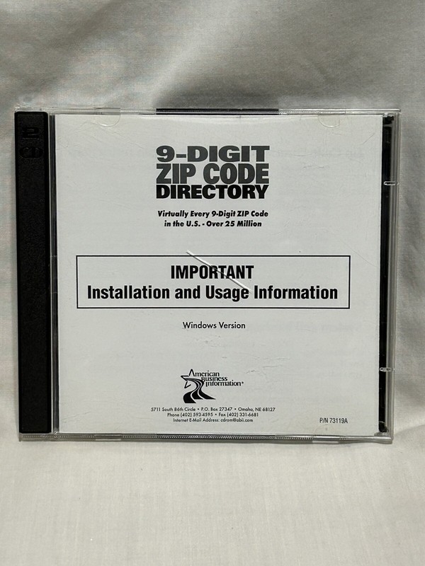 9-Digit Zip Code Directory Windows PC CD by American Business Information USA
