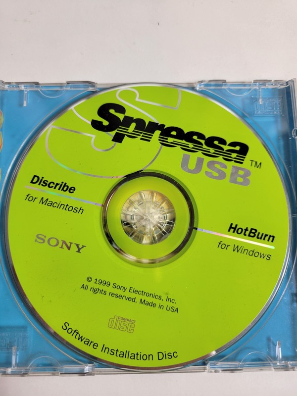 Sony Spressa USB HotBurn Discribe Install Disc Mac Windows 1999 OEM CD