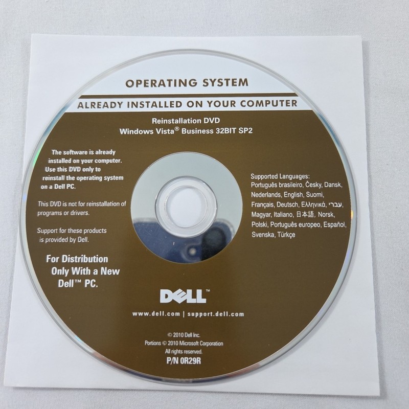 Microsoft Windows Vista Business 32 Bit DELL Reinstallation DVD Disk SP2 Disc gallery