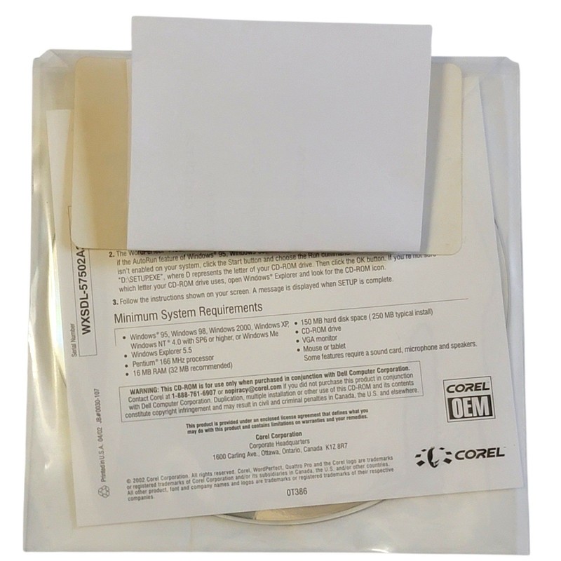 VTG 2000s Corel WordPerfect Productivity Pack OEM CD-ROM 2002 980269 Key Sealed gallery